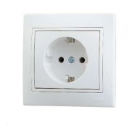 Розетка с/з керамика белый с белой вставкой MIRA 701-0202-122