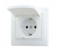 Розетка с/з с крышкой керамика белый с белой вставкой MIRA 701-0202-123