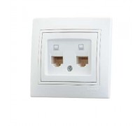 Розетка компьютерная двойная белый с белой вставкой MIRA 701-0202-141