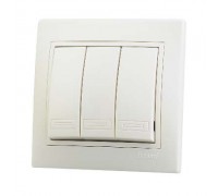 Выключатель тройной крем со вставкой MIRA 701-0303-109