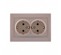 Розетка двойная с/з керамика крем со вставкой MIRA 701-0303-127