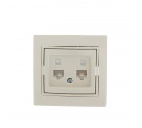 Розетка компьютерная двойная крем со вставкой MIRA 701-0303-141