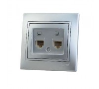 Розетка компьютерная двойная метал серый со вставкой MIRA 701-1010-141