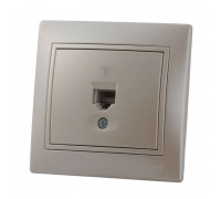 Розетка телефонная евро жемчужно-белый перламутр со вст MIRA 701-3030-137