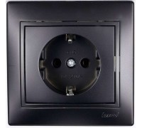 Розетка с/з керамика черный бархат со вставкой MIRA 701-4242-122