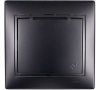Розетка с/з с крышкой керамика черный бархат со вставкой MIRA 701-4242-123