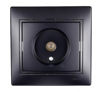 Розетка ТВ оконечная черный бархат со вставкой MIRA 701-4242-130