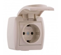 Розетка с/з с крышкой керамика белый NATA 710-0200-123