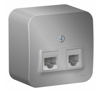 Розетка двойная RJ11+RJ45, кат.5E, Schneider Electric Blanca BLNIA045113, ИЗОЛ.ПЛ., Алюминий