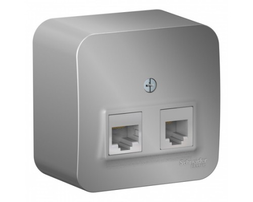 Розетка двойная RJ11+RJ45, кат.5E, Schneider Electric Blanca BLNIA045113, ИЗОЛ.ПЛ., Алюминий