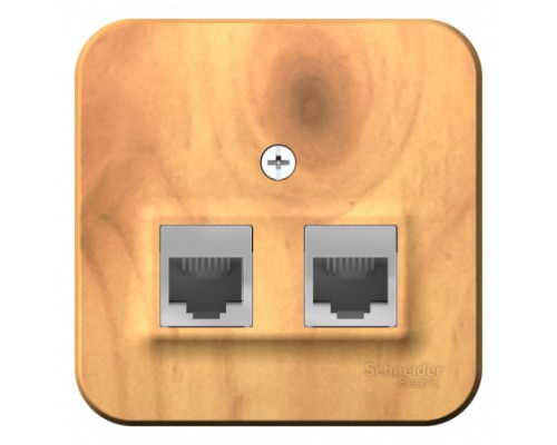 Розетка двойная RJ11+RJ45, кат.5E, Schneider Electric Blanca BLNIA045115, ИЗОЛ.ПЛ., Ясень