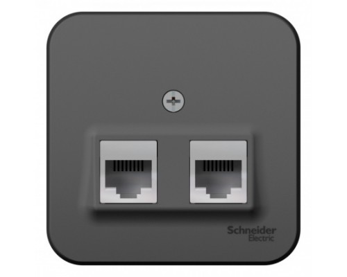 Розетка двойная RJ11+RJ45, кат.5E, Schneider Electric Blanca BLNIA045116, ИЗОЛ.ПЛ., Антрацит