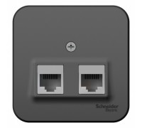 Компьютерная двойная розетка RJ45+RJ45 5E Schneider Electric Blanca BLNIA045456, ИЗОЛ.ПЛ., Антрацит