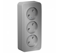 Розетка трехместная без заземления без шторок Schneider Electric Blanca BLNRA000313, ИЗОЛ.ПЛ., Алюминий