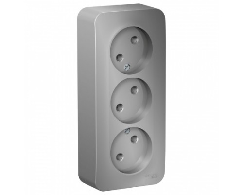 Розетка трехместная без заземления без шторок Schneider Electric Blanca BLNRA000313, ИЗОЛ.ПЛ., Алюминий
