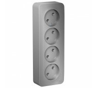 Розетка четырехместная без заземления без шторок Schneider Electric Blanca BLNRA000413, ИЗОЛ.ПЛ., Алюминий