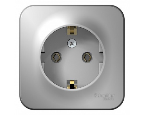 Розетка одноместная с заземлением без шторок Schneider Electric Blanca BLNRA010113, ИЗОЛ.ПЛ., Алюминий