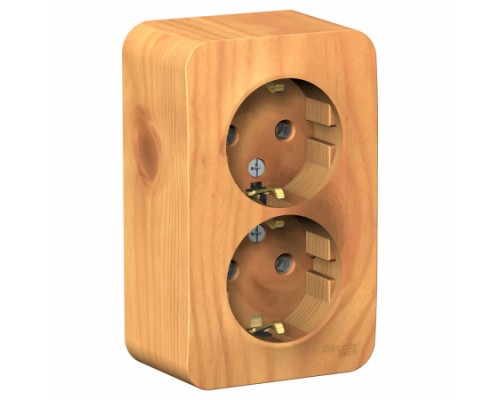 Розетка двухместная с заземлением без шторок Schneider Electric Blanca BLNRA010215, ИЗОЛ.ПЛ., Ясень