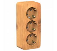 Розетка трехместная  с заземлением без шторок Schneider Electric Blanca BLNRA010315, ИЗОЛ.ПЛ., Ясень