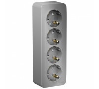 Розетка четырехместная  с заземлением со шторками Schneider Electric Blanca BLNRA011413, ИЗОЛ.ПЛ., Алюминий