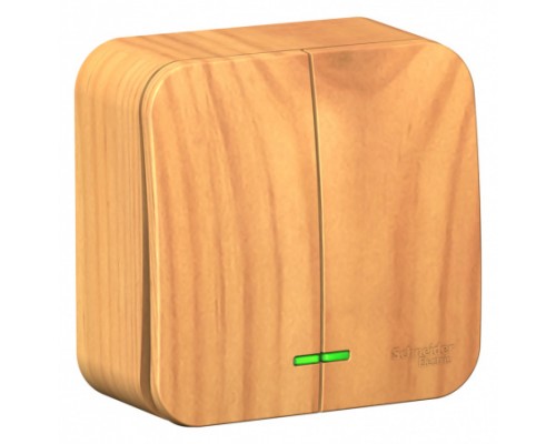 Выключатель 2-клавишный с подсветкой Schneider Electric Blanca BLNVA105115, ИЗОЛ.ПЛ., Ясень