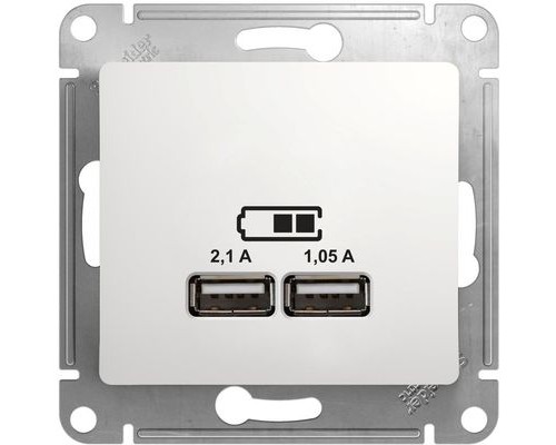 USB розетка 5В/2100мА, 2х5В/1050мА, Schneider Schneider Electric Glossa, GSL000133, Белый