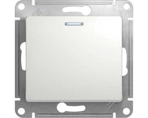 1-клавишный проходной выключатель (переключатель) с индикацией Schneider Electric Glossa, GSL000163, Белый