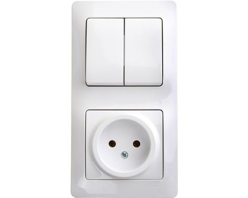 Блок: Розетка + 2-клавишный выключатель Schneider Electric Glossa, GSL000172, Белый