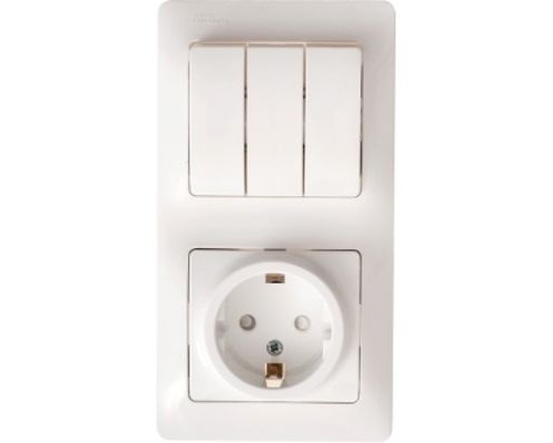 Блок: Розетка + 3- клавишный выключатель Schneider Electric Glossa, GSL000176, Белый