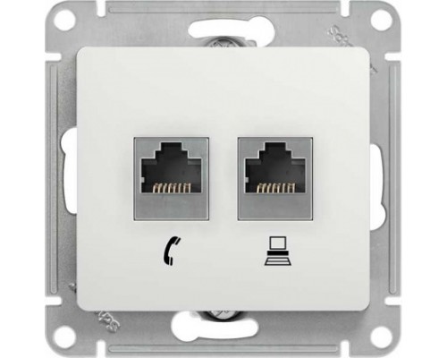 Розетка двойная RJ11+RJ45, кат.5E, Schneider Electric Glossa, GSL000185, Белый