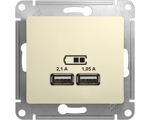 USB розетка 5В/2100мА, 2х5В/1050мА, Schneider Electric Glossa, GSL000233, Бежевый