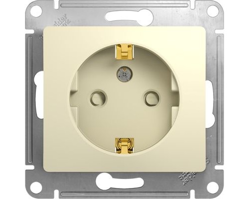 Розетка с заземлением со шторками, Schneider Electric Glossa, GSL000245, Бежевый