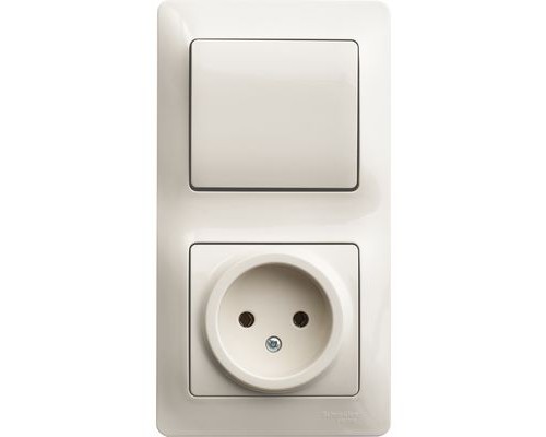 Блок: Розетка +1-клавишный выключатель Schneider Electric Glossa, GSL000260, Бежевый