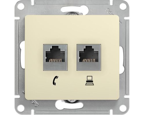 Розетка двойная RJ11+RJ45, кат.5E,, Schneider Electric Glossa, GSL000285, Бежевый