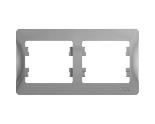 Рамка двухместная, горизонтальная, Schneider Electric Glossa, GSL000302,  Алюминий