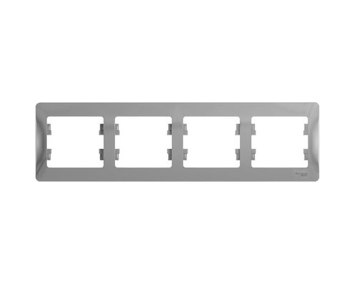 Рамка четырехместная, горизонтальная, Schneider Electric Glossa, GSL000304,  Алюминий