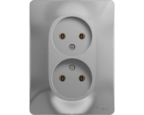 Розетка двойная без заземления Schneider Electric Glossa, GSL000320,  Алюминий