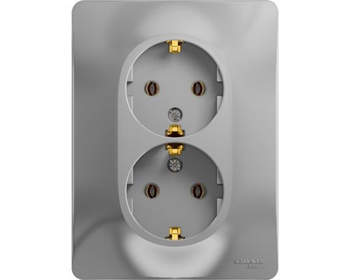 Розетка двойная с заземлением Schneider Electric Glossa, GSL000324,  Алюминий