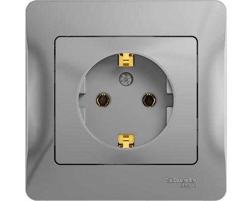 Розетка с заземлением в сборе, Schneider Electric Glossa, GSL000342,  Алюминий