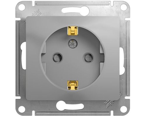 Розетка с заземлением со шторками, Schneider Electric Glossa, GSL000345,  Алюминий