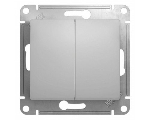 Выключатель 2-клавишный Schneider Electric Glossa, GSL000351,  Алюминий