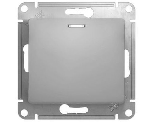  1-клавишный проходной выключатель (переключатель) с индикацией Schneider Electric Glossa, GSL000363,  Алюминий