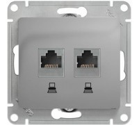 Компьютерная двойная розетка RJ45+RJ45 5E Schneider Electric Glossa, GSL000385KK,  Алюминий