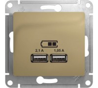 USB розетка 5В/2100мА, 2х5В/1050мА, Schneider Electric Glossa, GSL000433, Титан