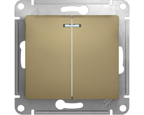 Выключатель 2-клавишный с индикацией Schneider Electric Glossa, GSL000453, Титан