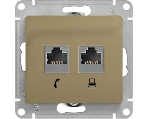 Розетка двойная RJ11+RJ45, кат.5E, Schneider Electric Glossa, GSL000485, Титан