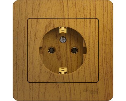 Розетка с заземлением в сборе, Schneider Electric Glossa, GSL000542,  Дуб