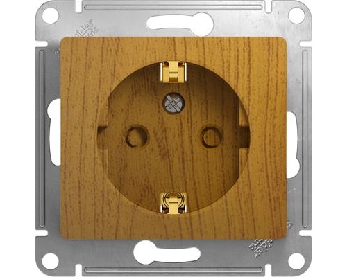 Розетка с заземлением со шторками, Schneider Electric Glossa, GSL000545,  Дуб