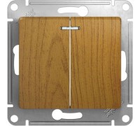 Выключатель 2-клавишный  с индикацией Schneider Electric Glossa, GSL000553,  Дуб