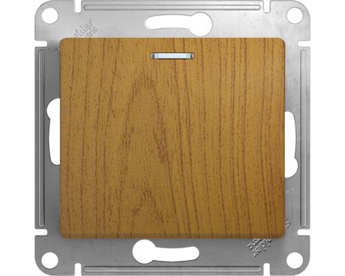  1-клавишный проходной выключатель (переключатель) с индикацией Schneider Electric Glossa, GSL000563,  Дуб